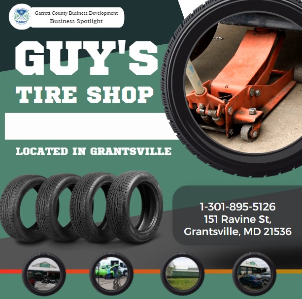 Todays Business Spotlight 🛞 is on Guys Tire Shop.
Call Them today at 1-301-895-5126
Follow us to see more daily Garrett County Business Spotlights!
If you are interested in having your business featured contact Connor Norman at cnorman@garrettcountymd.gov.
#garrettcountymd #businessdevelopment